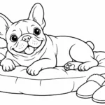 Tranh tô màu chó Bulldog Pháp nằm trên đệm